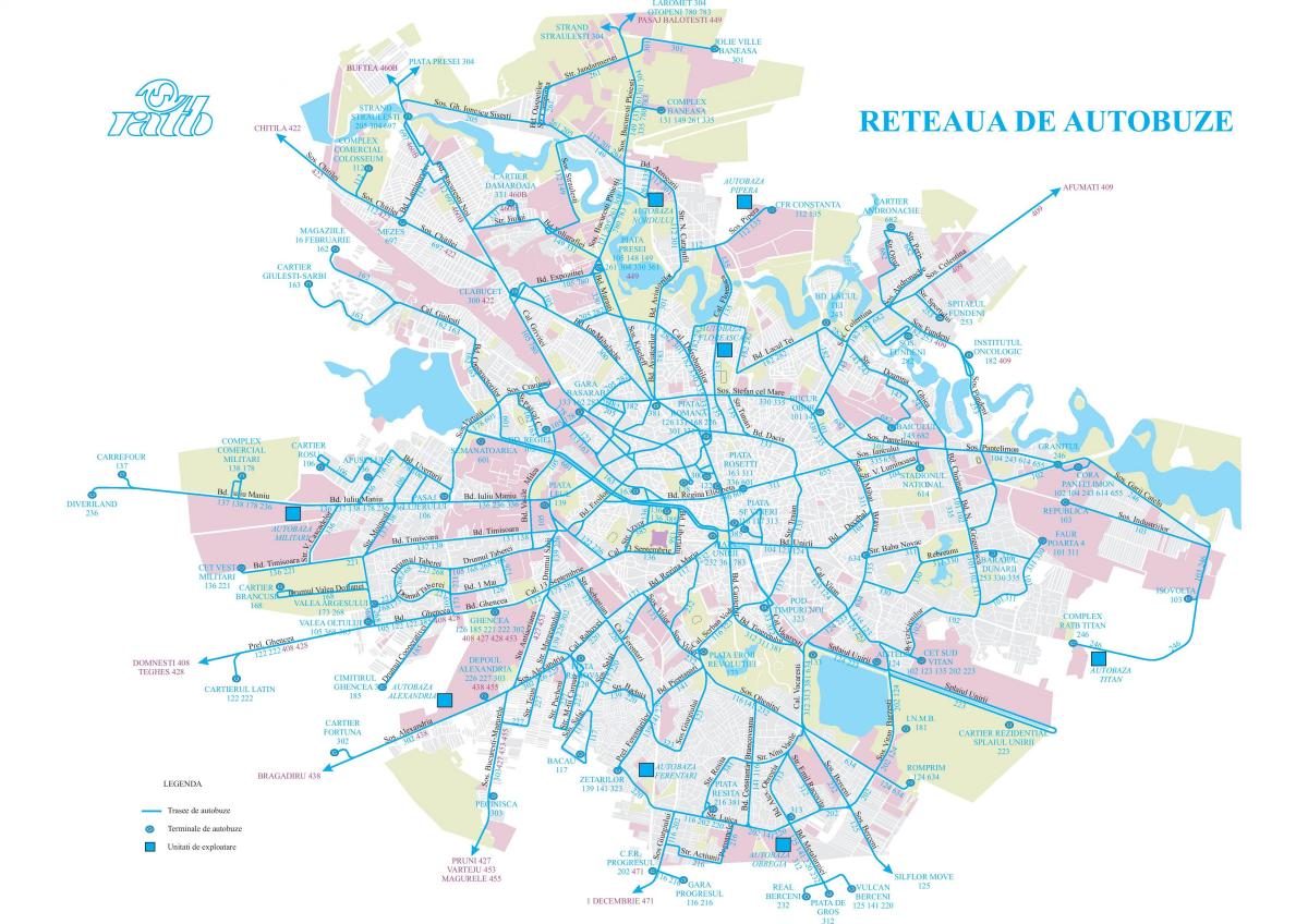 Mapa da rodoviária de Bucareste