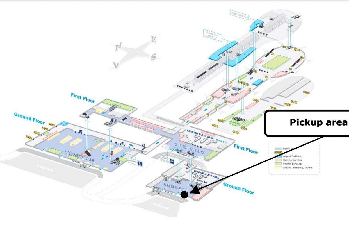 Mapa do terminal do aeroporto de Bucareste