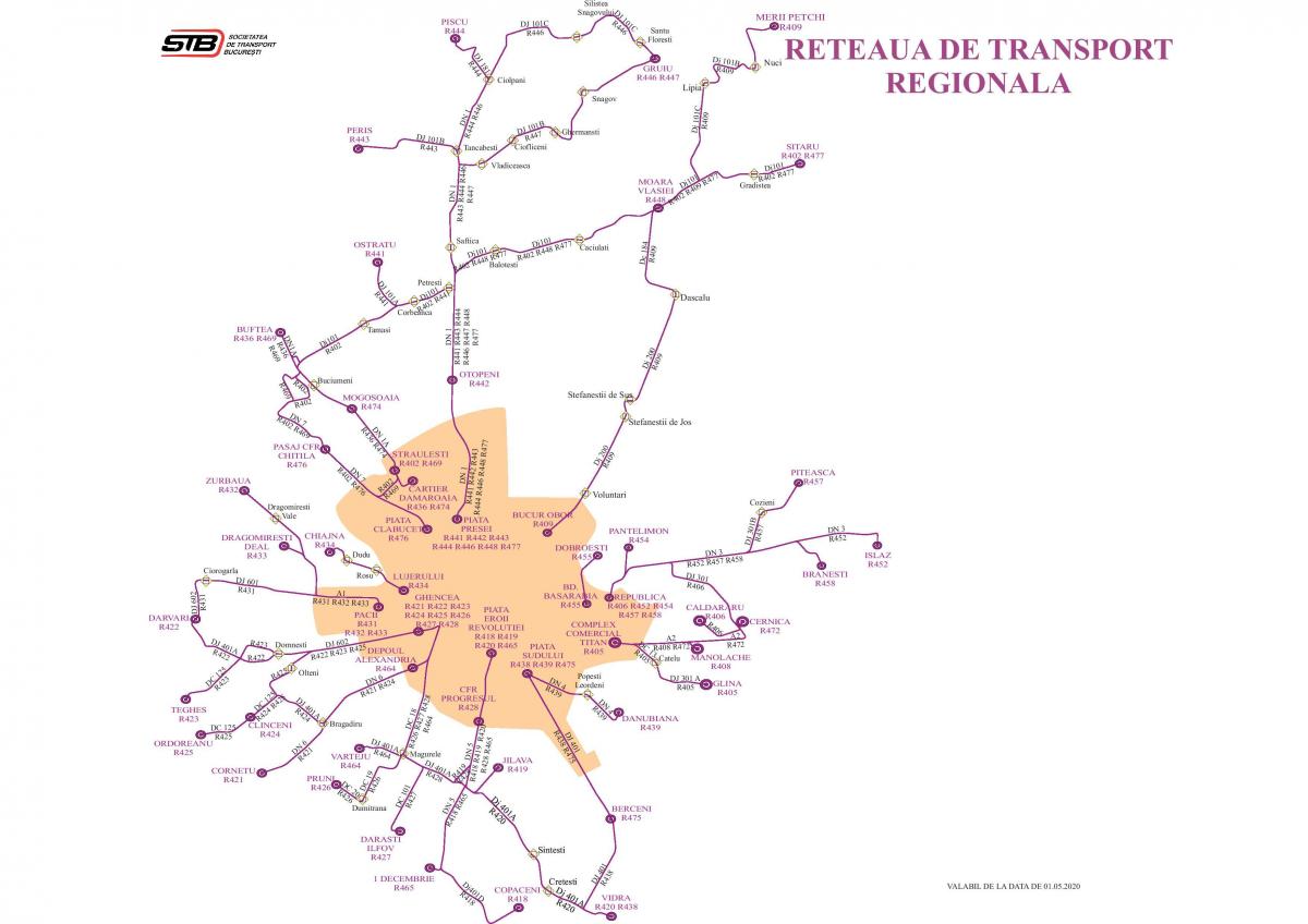 Mapa das estações ferroviárias de Bucareste