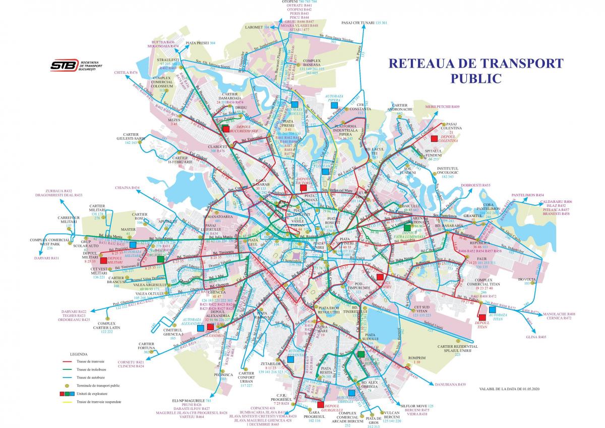 Mapa de transporte de Bucareste