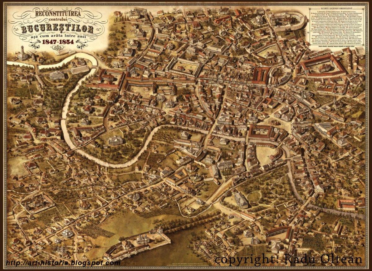 Mapa antigo de Bucareste